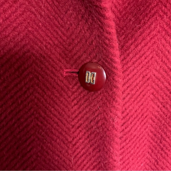 Daks Crimson Red Herringbone Wool Blend Car Coat - Picture 8 of 12